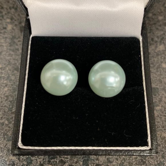 Jewelry - Large Pearl Earrings Blue